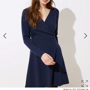 LOFT Geo Jacquard Knit Wrap Dress